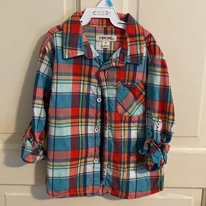 Multi color plaid button down